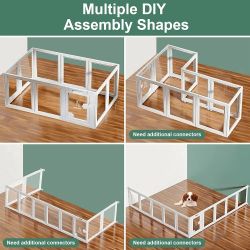 Clear Acrylic Pet Playpen Indoor for Puppy, Cat, Rabbit & Ferret – Tool-Free Assembly, 10 Panels, 23.6" Height – Transparent Enclosure w/Suction Cups,