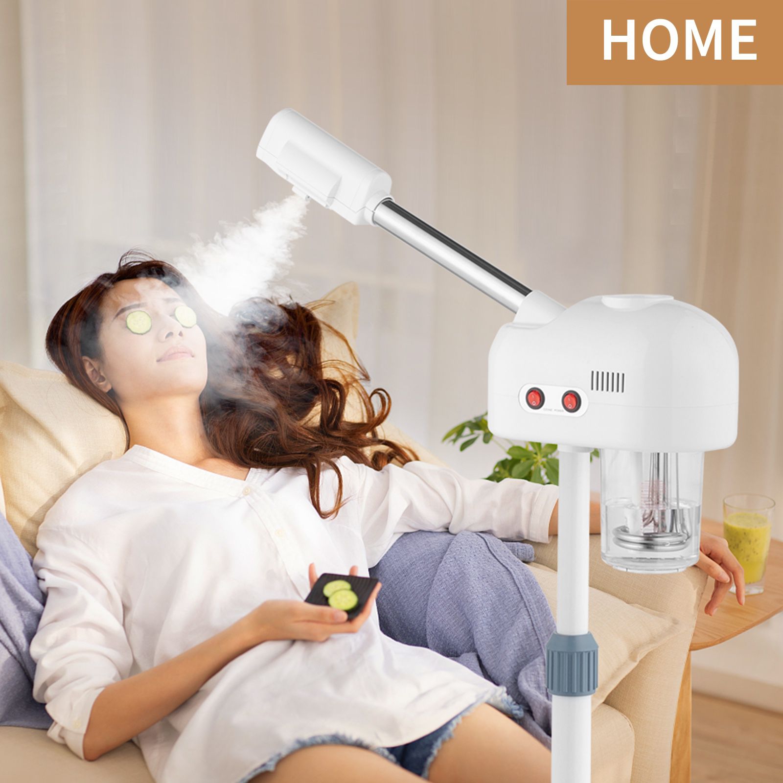 Pro 2 in 1 Facial Steamer 5X Magnifying Lamp Hot Ozone Machine Spa Salon Beauty