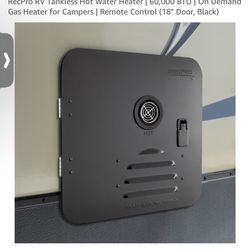 RecPro RV Tankless Hot Water Heater | 60,000 BTU | On Demand Gas Heater for Campers | Remote Control (18" Door, Black)