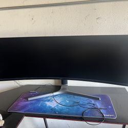 Samsung - Odyssey CRG9 49” Curved Dual QHD FreeSync And G-Sync Gaming Monitor - Black