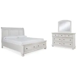 Robbinsdale Queen Sleigh Bed with Storage with Mirrored Dresser Enormous Price Drop