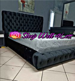 NEW QUEEN BED FRAME AND MATTRESS