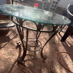 A Pretty Glass And Metal Table Its 26 Inches Tall And 30 Inches Across The Top