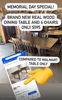 Memorial Day Special Brand New Wood Dining Table and 6 Chairs 