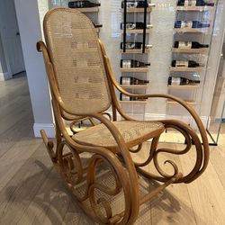 1970’s Vintage Bentwood And Cane Rocking Chair