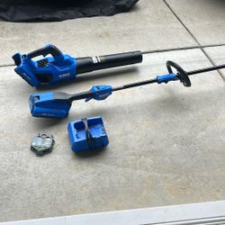 Kobalt Brushless Set Blower And Weedeater Compose The Charger And Line For The Waiter
