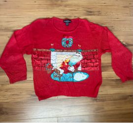 Vintage Work in Progress by Gladys Bagley Red Christmans Sweater Women Size M