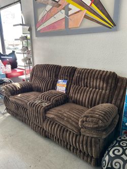 Recliner loveseat fur like fabric