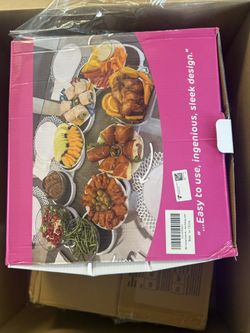 Full Set - Greige - The First Patented Lazy Susan Turntable Expandable for Rectangular & Oblong Tables - Kitchen & Dining Tables - Great Gift! Parties