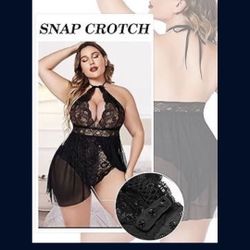 Avidlove Women's Plus Size Babydoll Lingerie, Deep V Lace Lingerie, Babydoll Lingerie