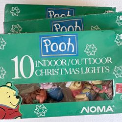 2 boxes- Vintage Noma Disney, Winnie The Pooh Christmas 10 character light string, in original box.