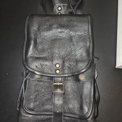 The Cottage" Leather Mini Backpack - Black