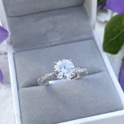 NEW! 1.50CT Round Brilliant Genuine Moissanite Gemstone Engagement Ring, Please See Details 💜
