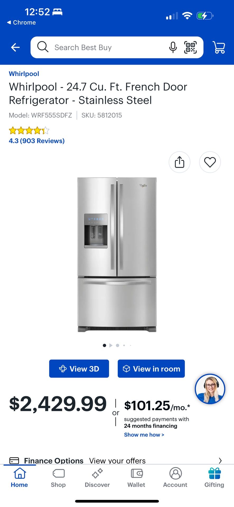 Whirpool 25 cu. ft. French Door Refrigerator in Fingerprint-Resistant Stainless Steel
