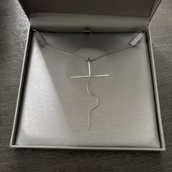 Sterling Silver Cross Necklace W/ Diamond