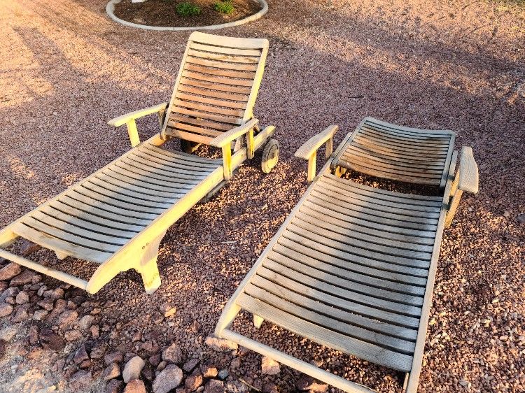 Solid Wood Patio Pool Lounge Reclining Chairs