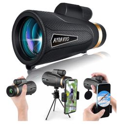 12x60 Powerful Monocular Telescope with Phone Adapter & Tripod