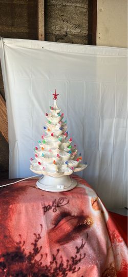 Vintage Ceramic Lighted Christmas Tree 19" Iridescent Art Studio Pottery