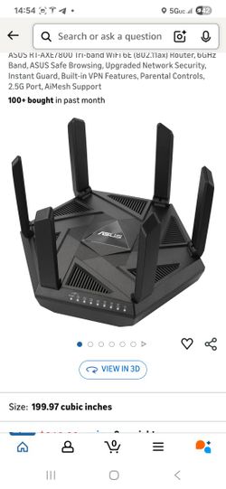ASUS RT-AXE7800 Tri-band WiFi 6E (802.11ax) Router, 6GHz Band, ASUS Safe Browsing, Upgraded Network Security, Instant Guard, Built-in VPN Features