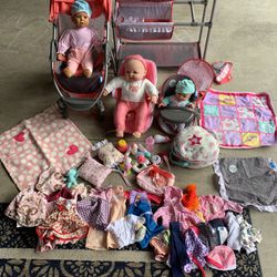Baby Doll Set With Stroller, Bassinet And Car Seat Plus Accessories 