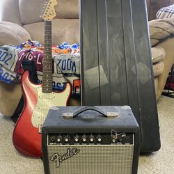 Fender Electric Guitar, Amp, And Case