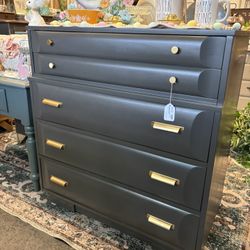 Newly Refinished Tall Gray 5 Drawer Dresser 