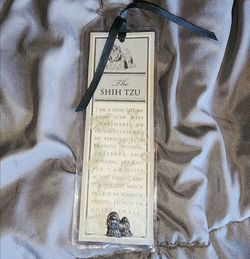 Purebred Puppies" Shih Tzu bookmark and pewter pin set