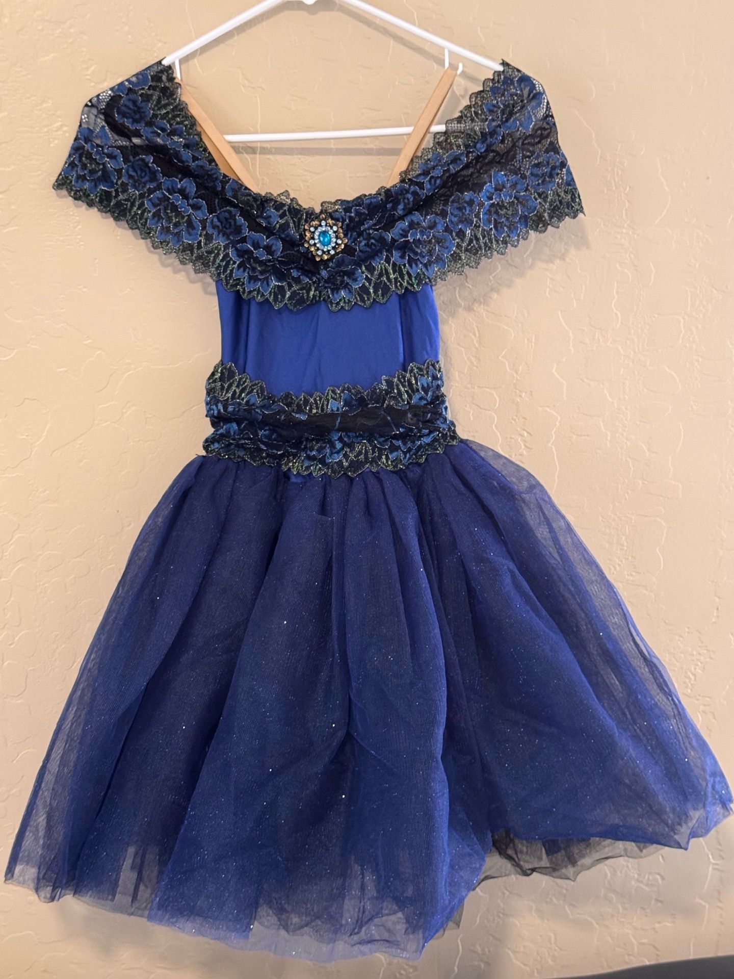 Revolution Dancewear Blue Lace Tutu Dress Costume, Medium Child