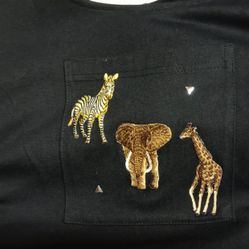 African Embroidery Animals Blue Midi Dress