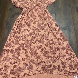 Womans Burgundy Orange Long Maternity Dress Size XL By Isabel #2