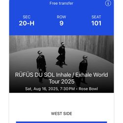 Rufus Du Sol Ticket ( Single Ticket )