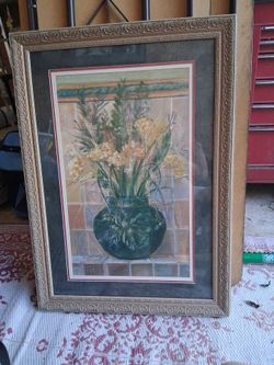 C rowan 26 X 36 inch framed flowers picture