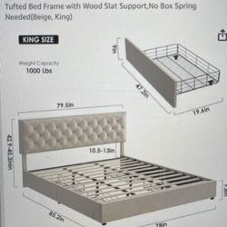 King Size Frame And Headboard w/Drawers