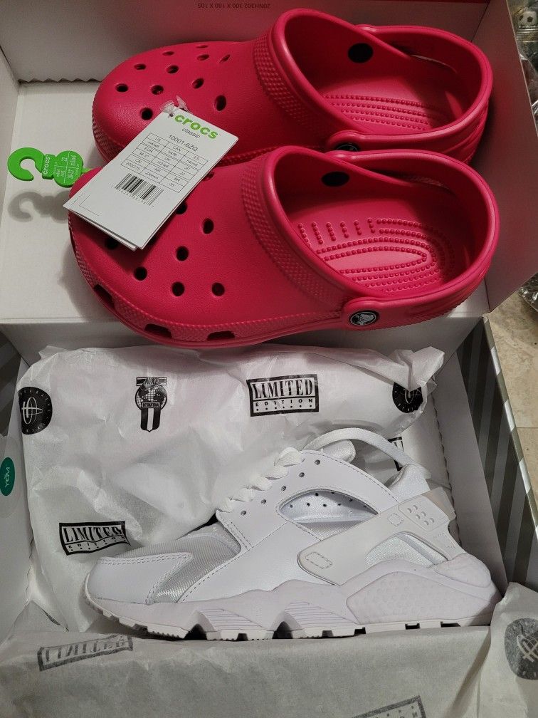New Women's Nike Air Huarache & Crocs Size 6