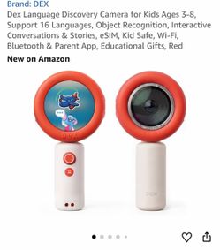 Dex Language Discovery Camera for Kids Ages 3-8, Support 16 Languages, Object Recognition, Interactive Conversations & Stories, eSIM, Kid Safe, Wi-Fi,