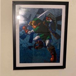 Zelda Link Custom Art Piece On Black Frame 