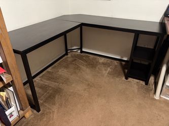 L-Shaped Desk Black Metal Frame