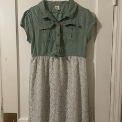 Girls' Wonder Nation green and floral button-up dress