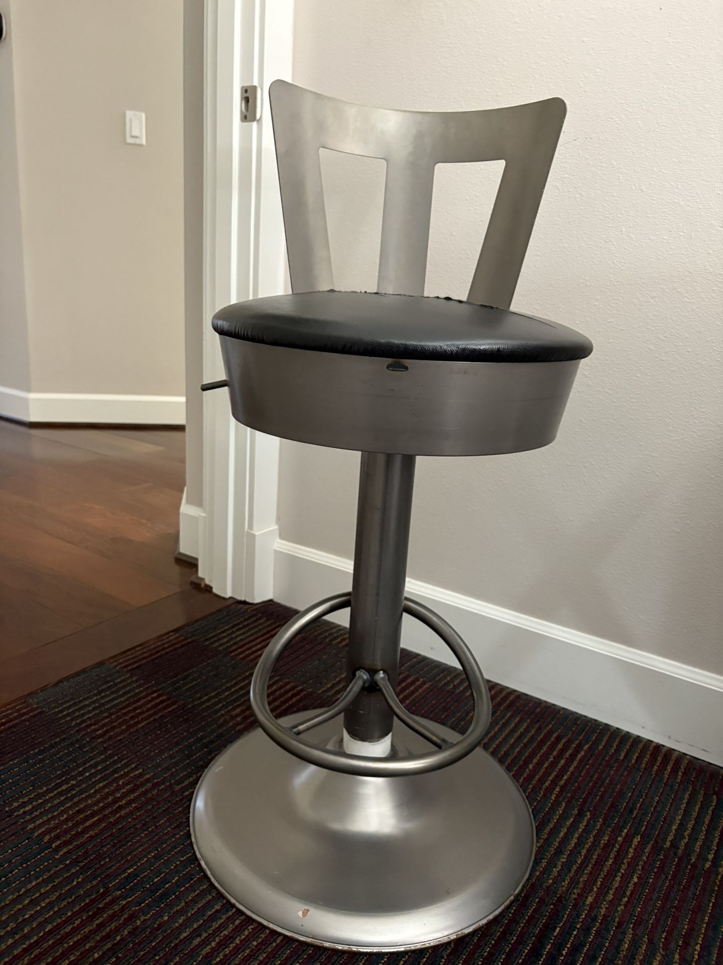 2 Swivel Stools with Cushioned Seat & Backrest