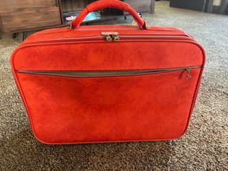 Vintage Samsonite Silhouette Orange Marbled Vinyl flight bag 19" Suitcase