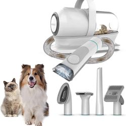 Pet Grooming Kit & Vacuum Suction with 5 Professional Grooming Shedding Tools for Dogs Cats