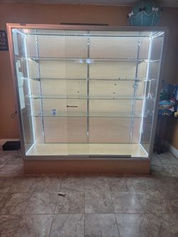 Large Glass Display Case with LED Lighting