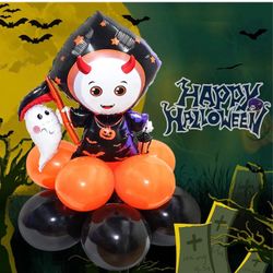 Halloween Imp Foil Latex Balloon - Ghost Balloons, 12 Inch Black Balloon & 10 Inch Orange Balloon