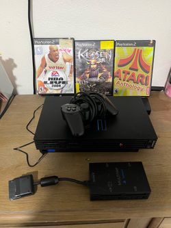 Sony PS2 Fat Console Bundle Lot WORKING W/ HDMI Adapter MultiTap 3 Games Control