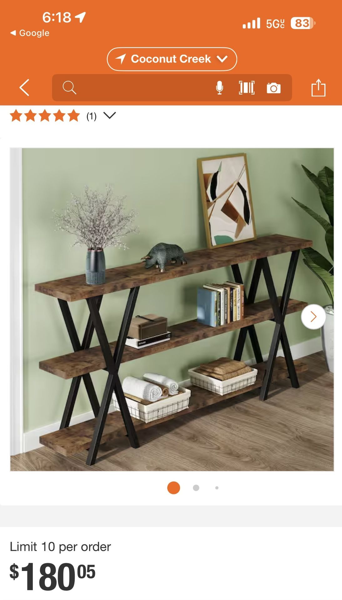 Benjamin 70.9 in. Rustic Brown Long Console Table with 3-Storage Shelves