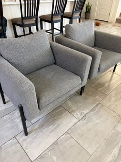 Gray Fabric Accent Chairs – Set of 2