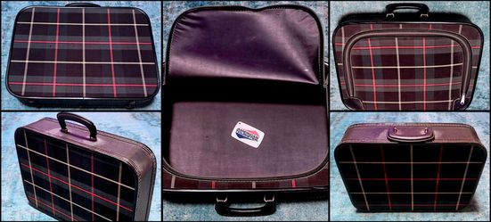 Charming Vintage Plaid Tartan Luggage Suitcase Small - dapper storage travel or display