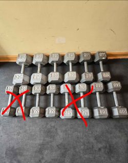 30lb, 40lb, 45lb, 50lb, 55lb Metal Hex Dumbbells