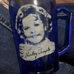 Vintage Shirley Temple Cobalt Blue Glass Mug – 1930s Style