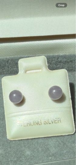 Vintage Pale Lavender Purple Jadeite Jade Round Stud Earrings